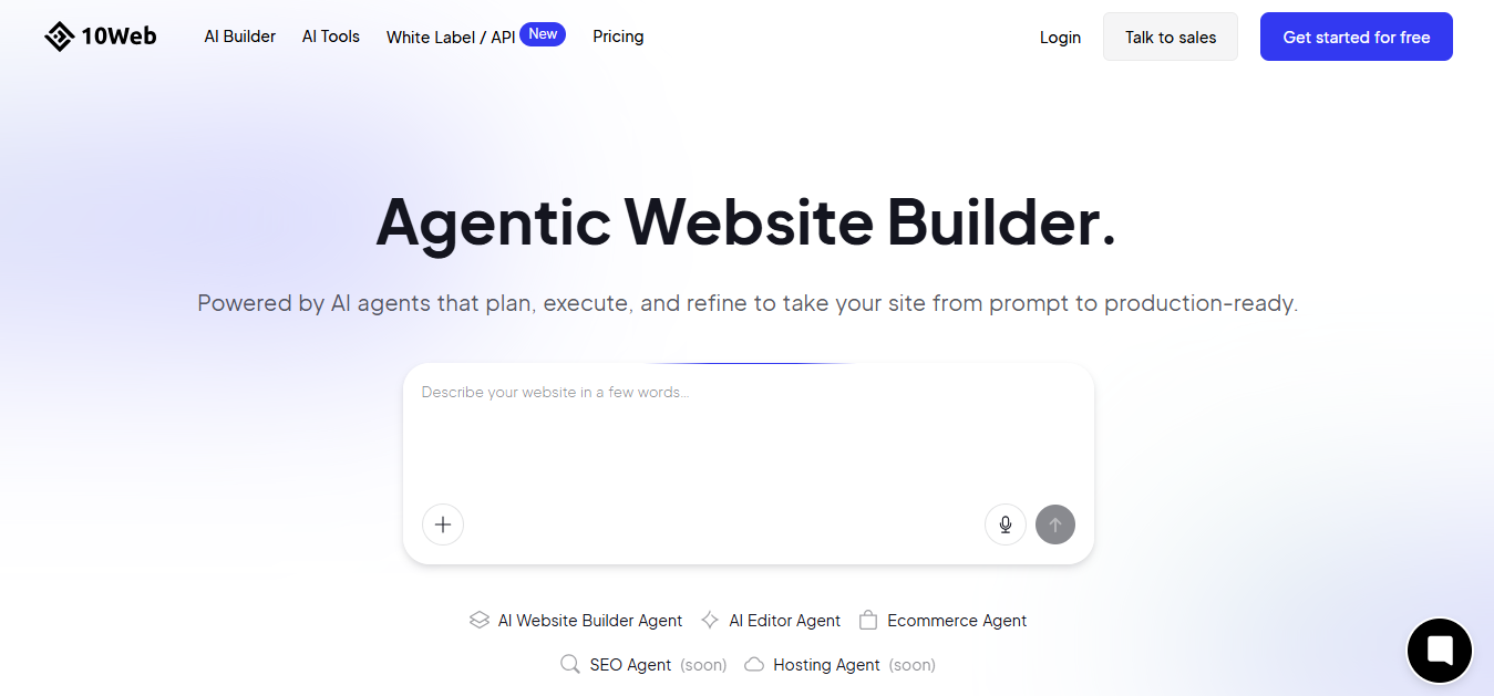 10Web (AI) product screenshot