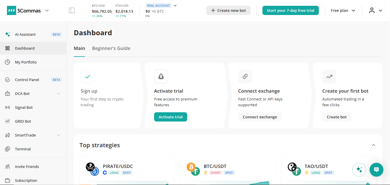 3Commas product screenshot