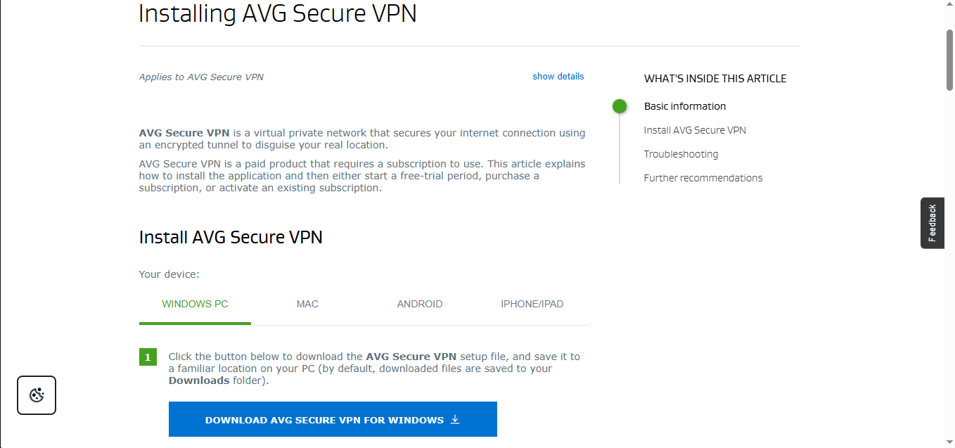 AVG Secure VPN product screenshot