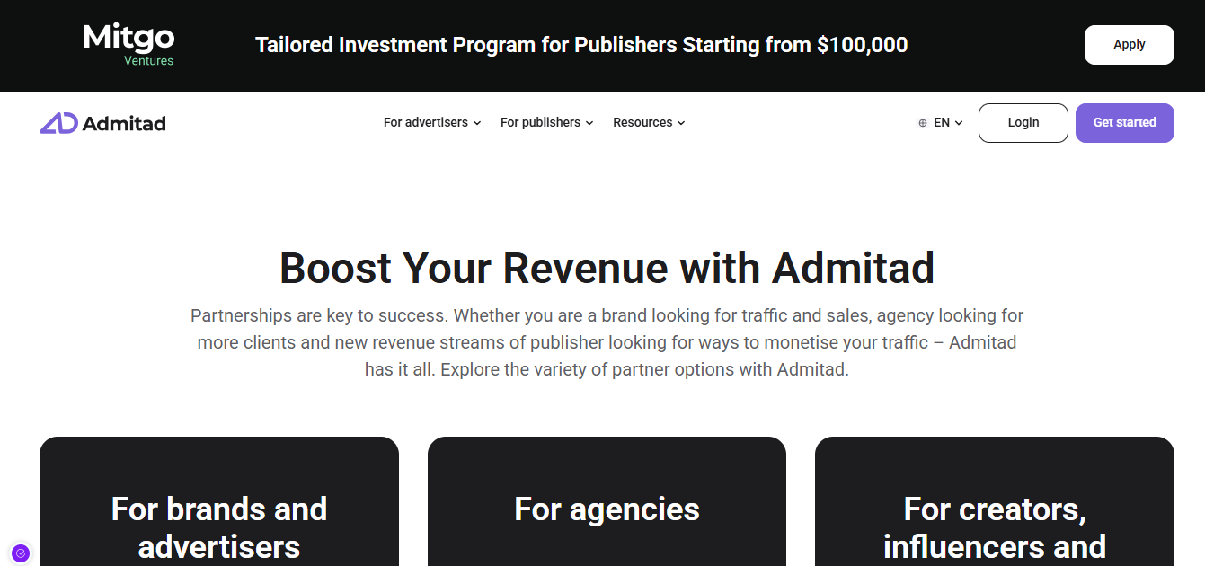 Admitad product screenshot