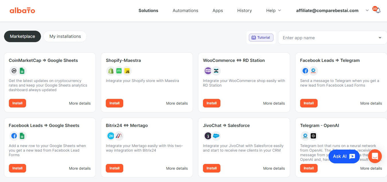 Albato (AI) product screenshot