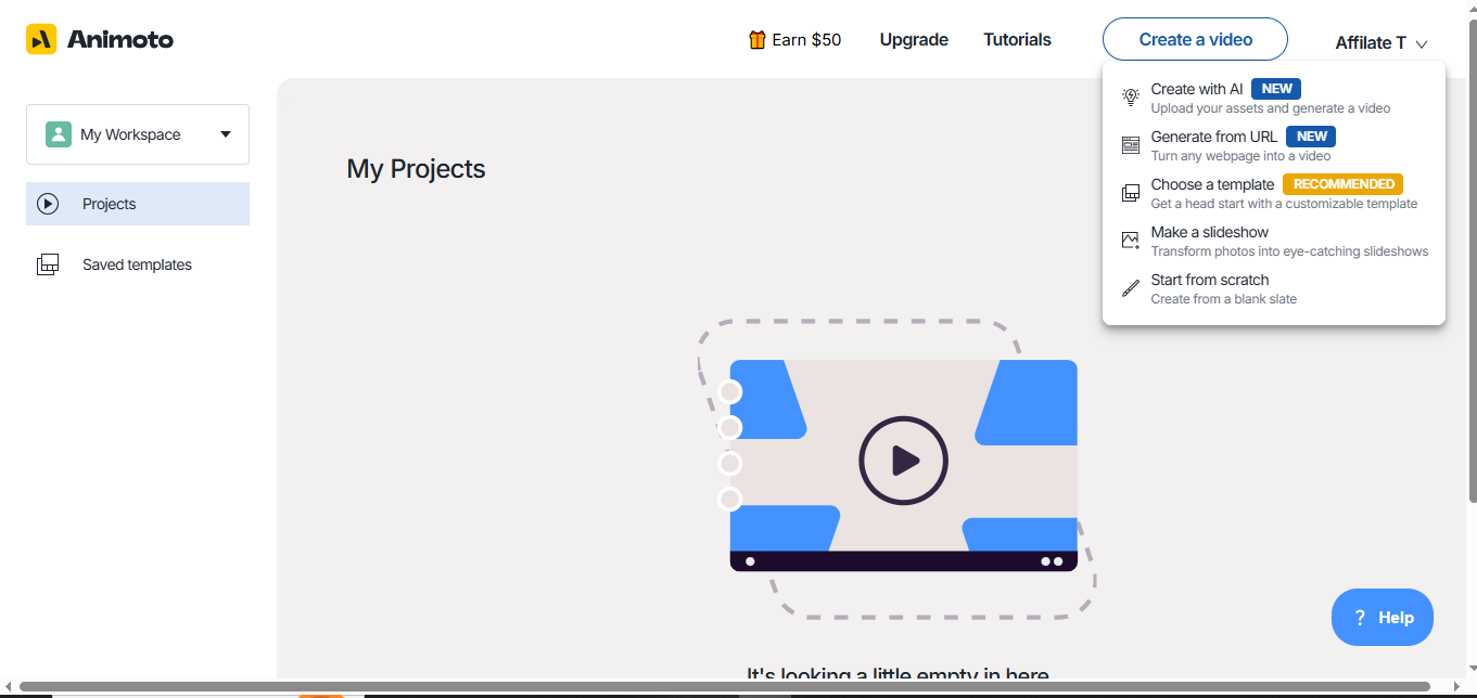Animoto (AI) product screenshot