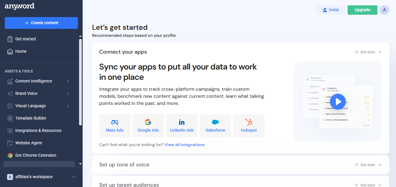 Anyword product screenshot