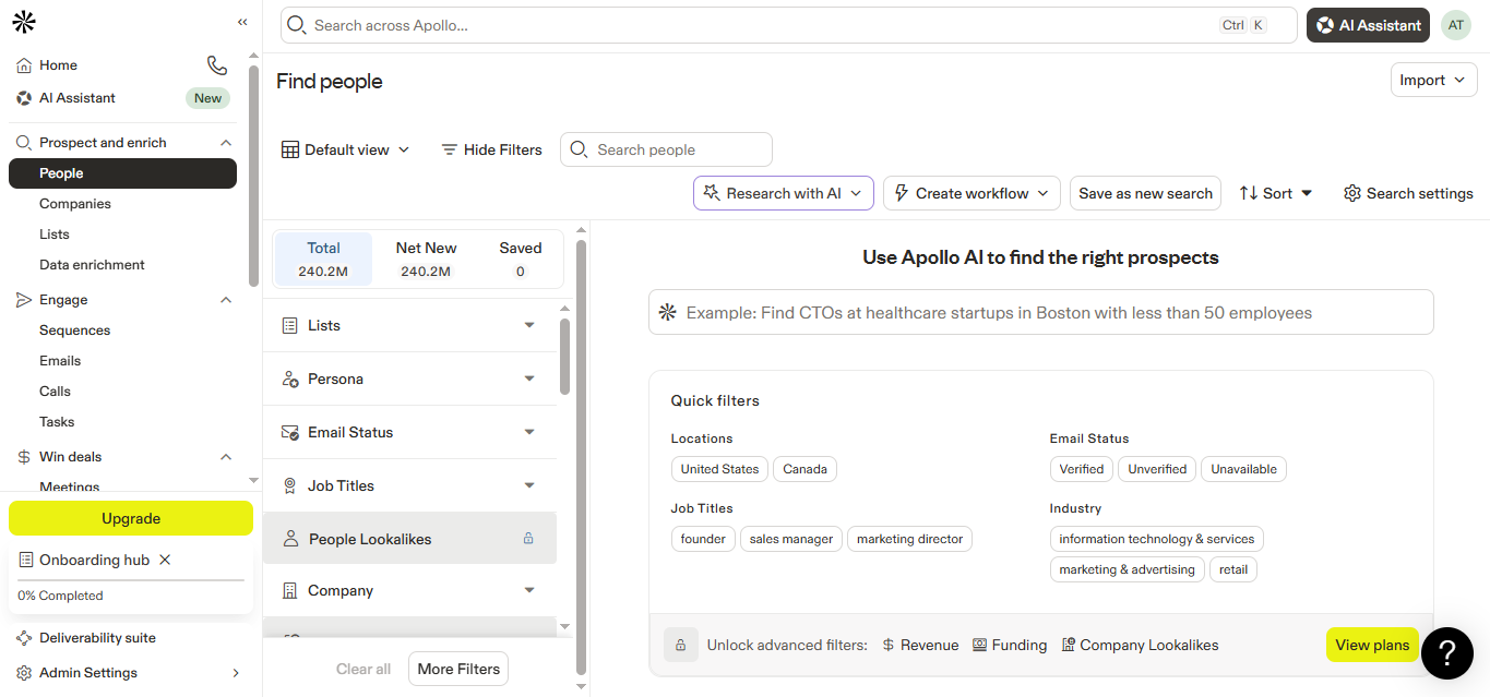 Apollo.io (AI) product screenshot