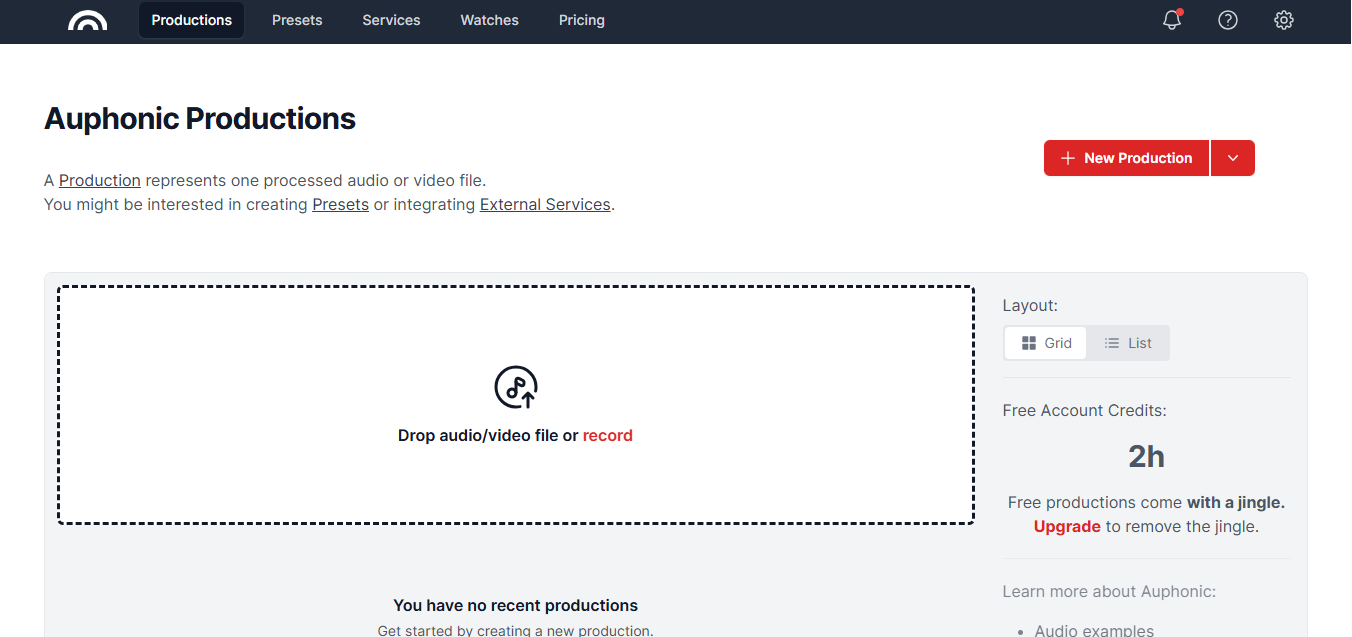 Auphonic (AI) product screenshot