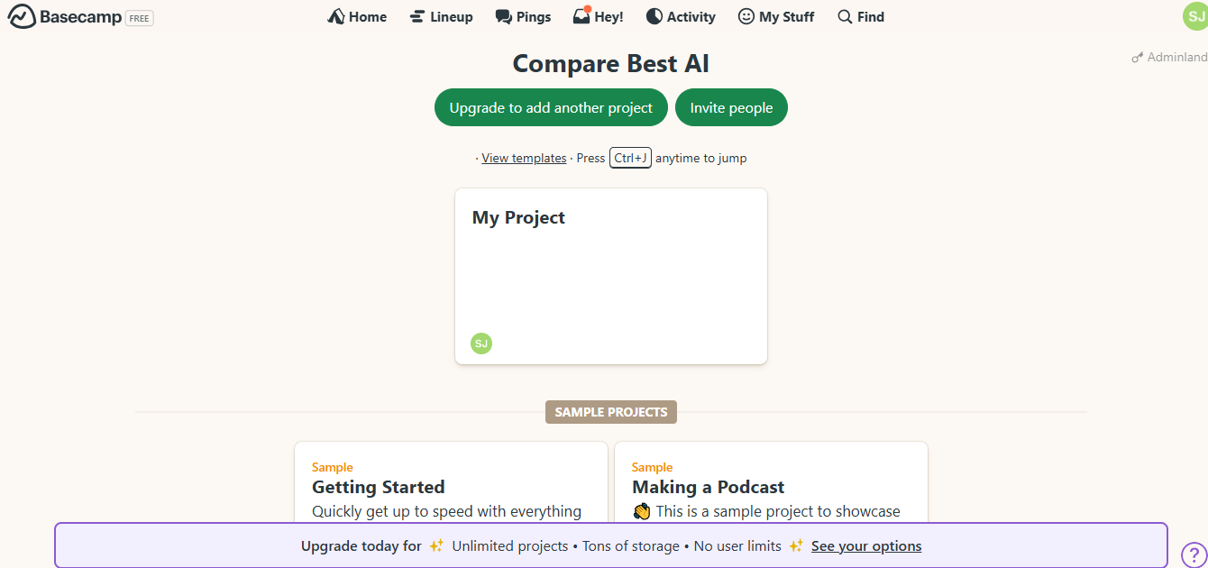 Basecamp product screenshot