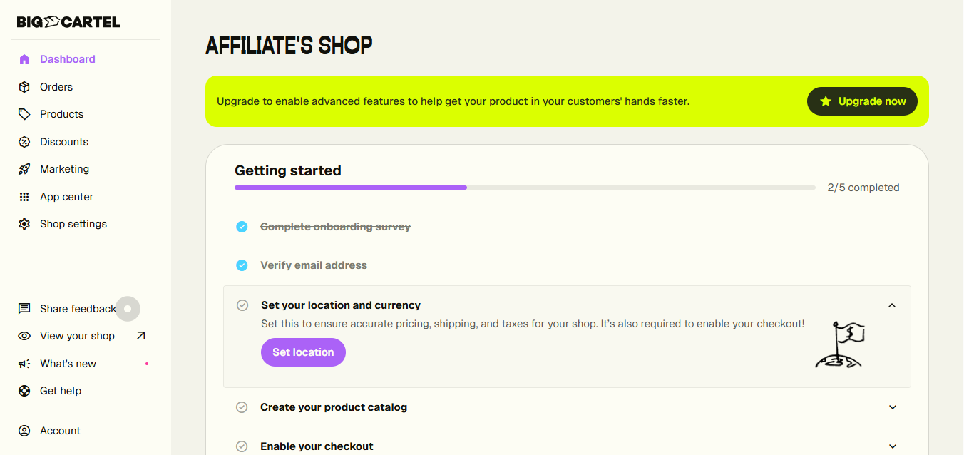 Big Cartel (AI) product screenshot