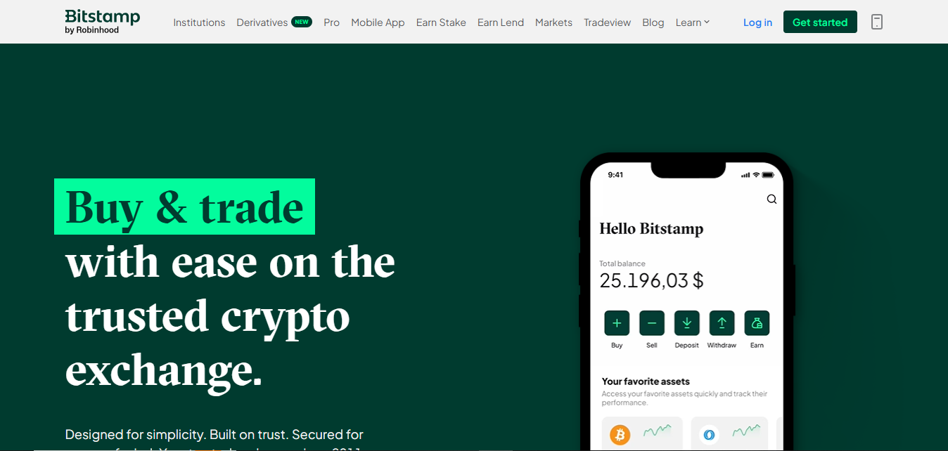 Bitstamp product screenshot