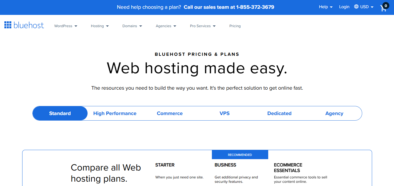 Bluehost Pro product screenshot