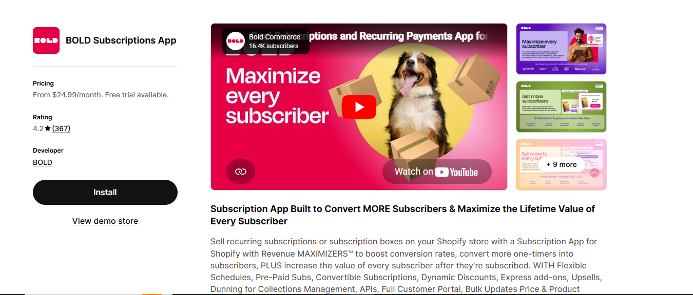 Bold Subscriptions product screenshot