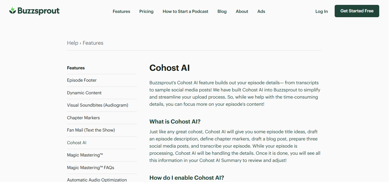 Buzzsprout (AI) product screenshot