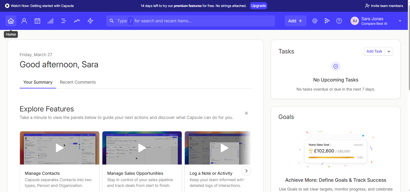 Capsule CRM (AI) product screenshot