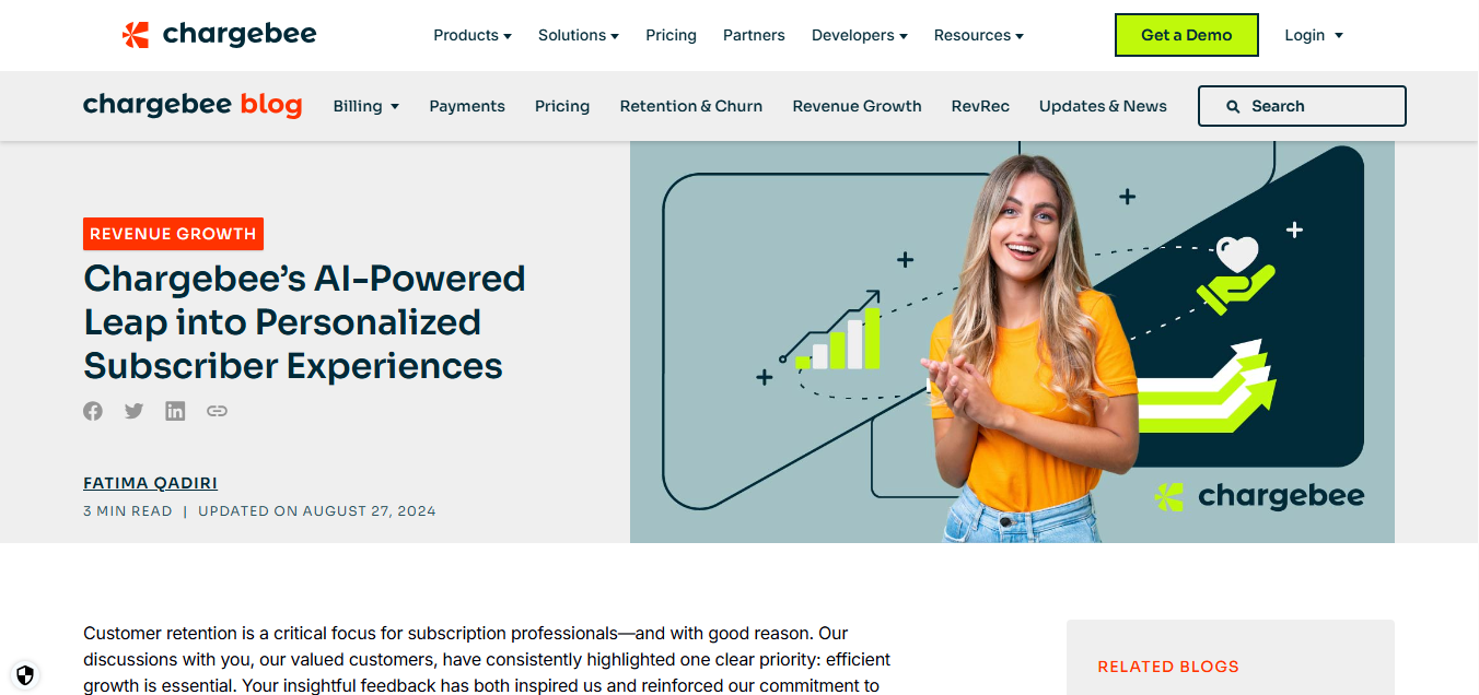 Chargebee Retention (AI) product screenshot
