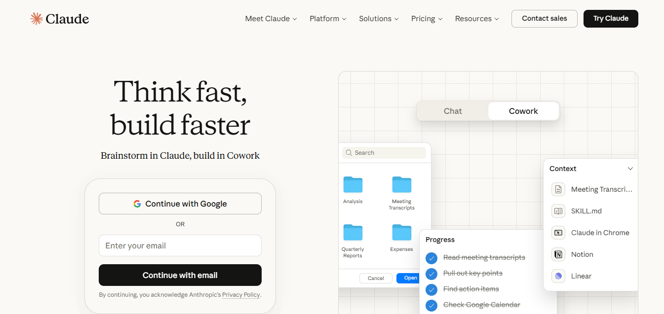 Claude product screenshot
