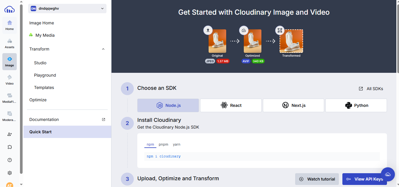 Cloudinary Plus product screenshot