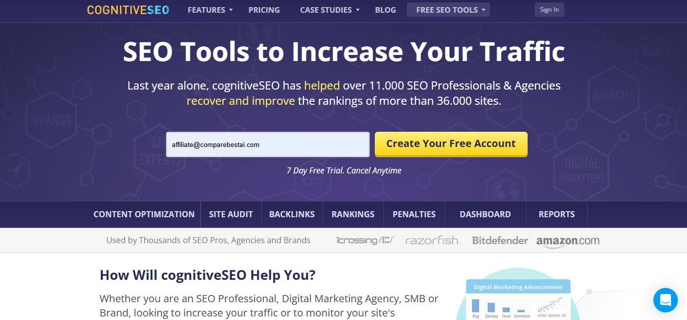 CognitiveSEO product screenshot