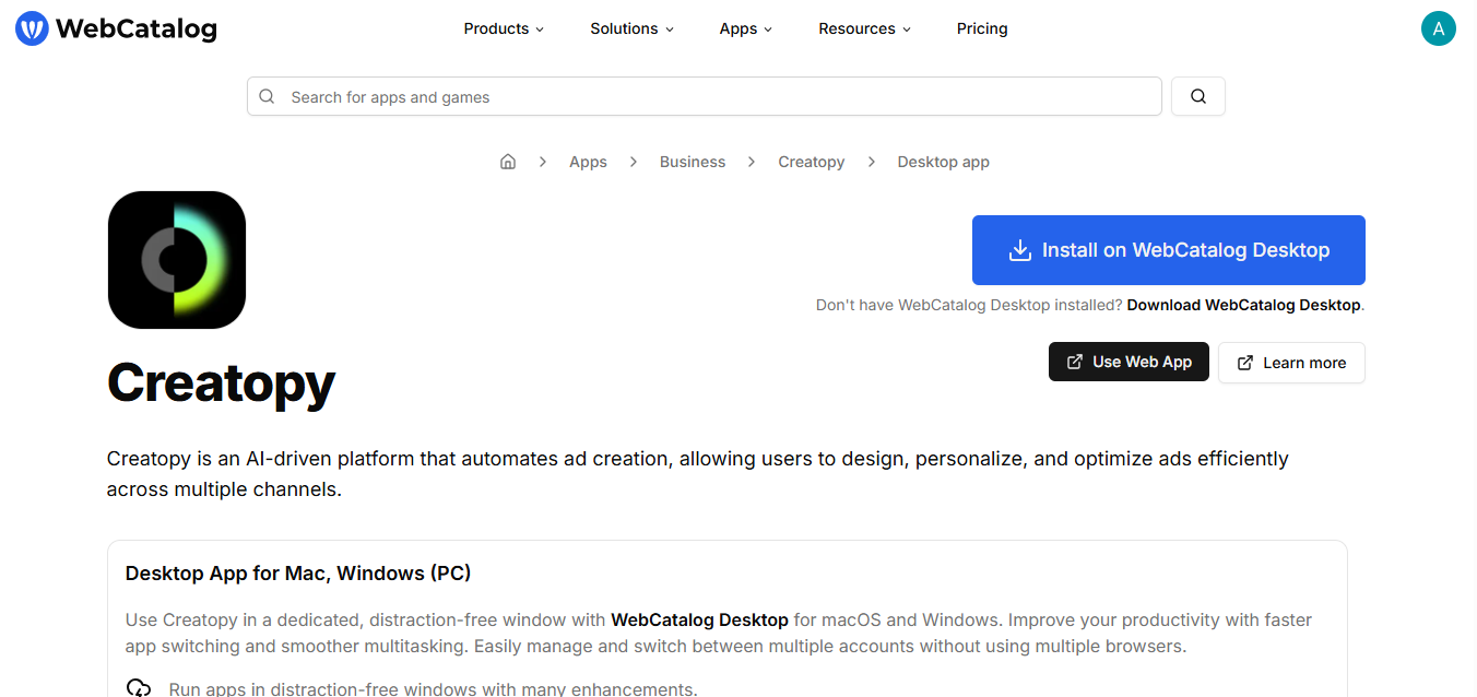 Creatopy (AI) product screenshot