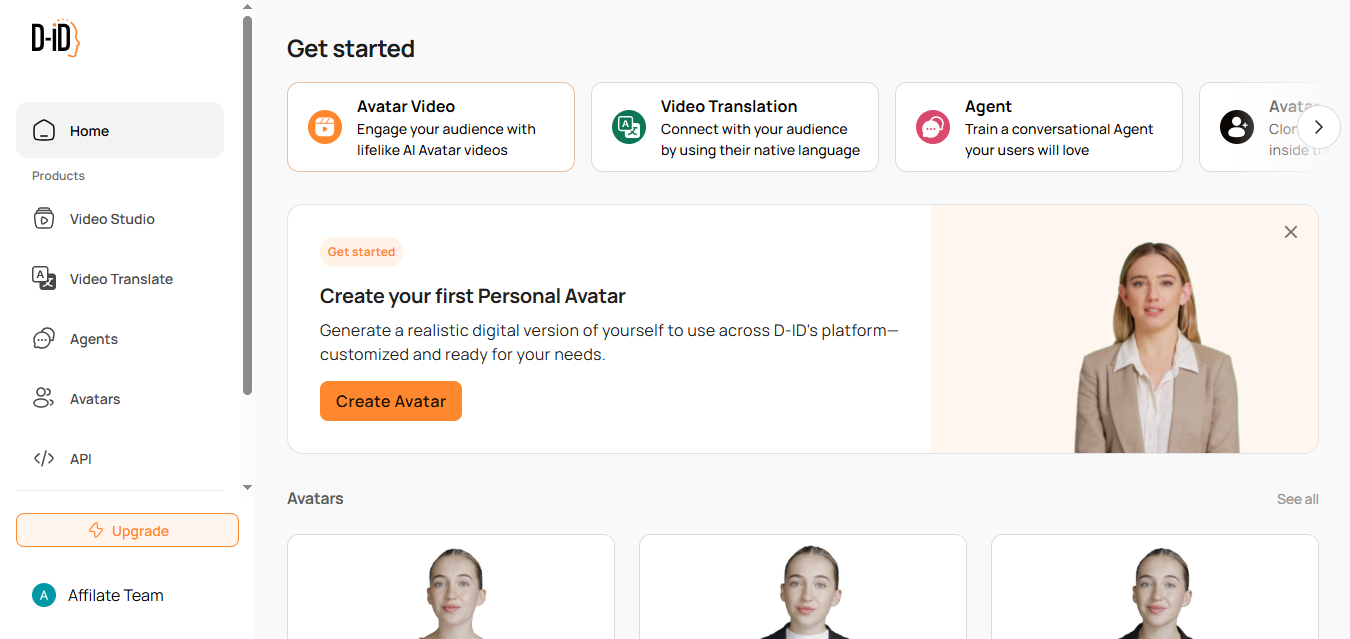 D-ID (AI) product screenshot