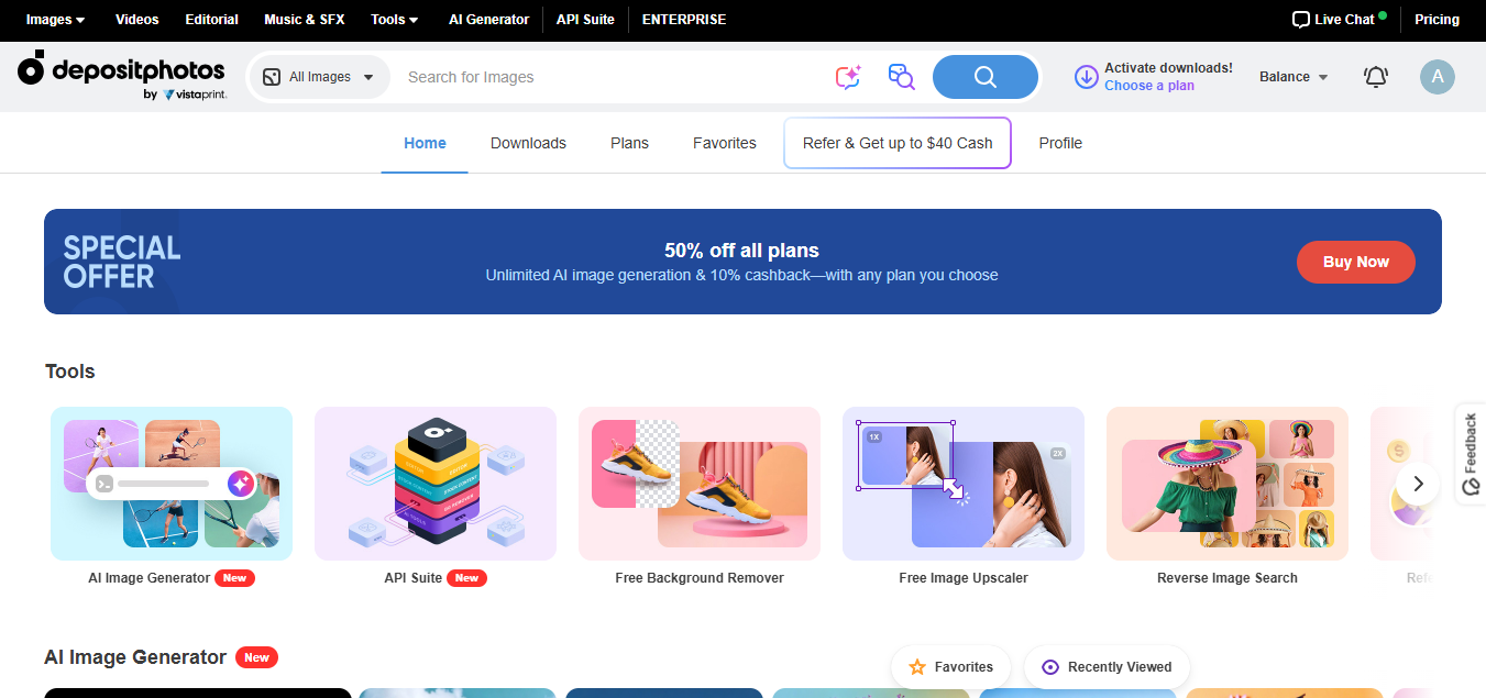 Depositphotos (AI) product screenshot