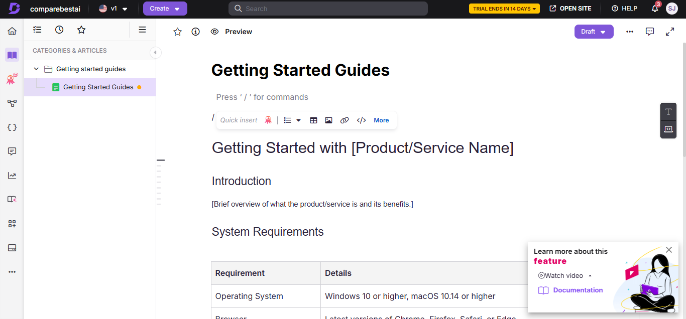 Document360 (AI) product screenshot