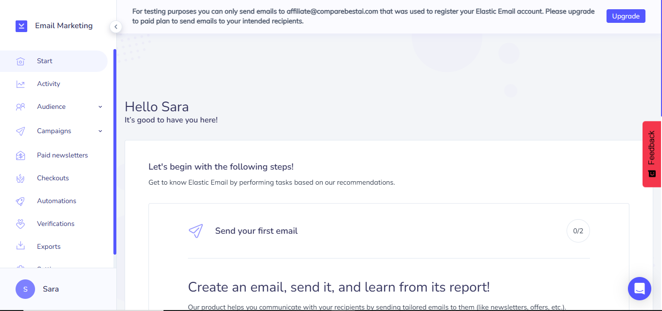Elastic Email (AI) product screenshot