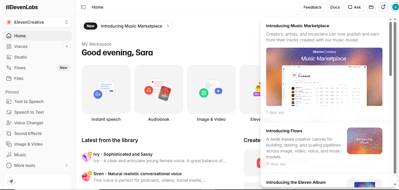 ElevenLabs product screenshot