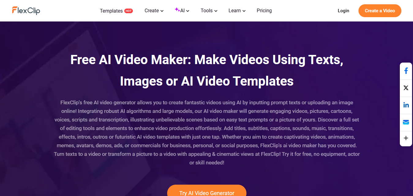 FlexClip (AI) product screenshot
