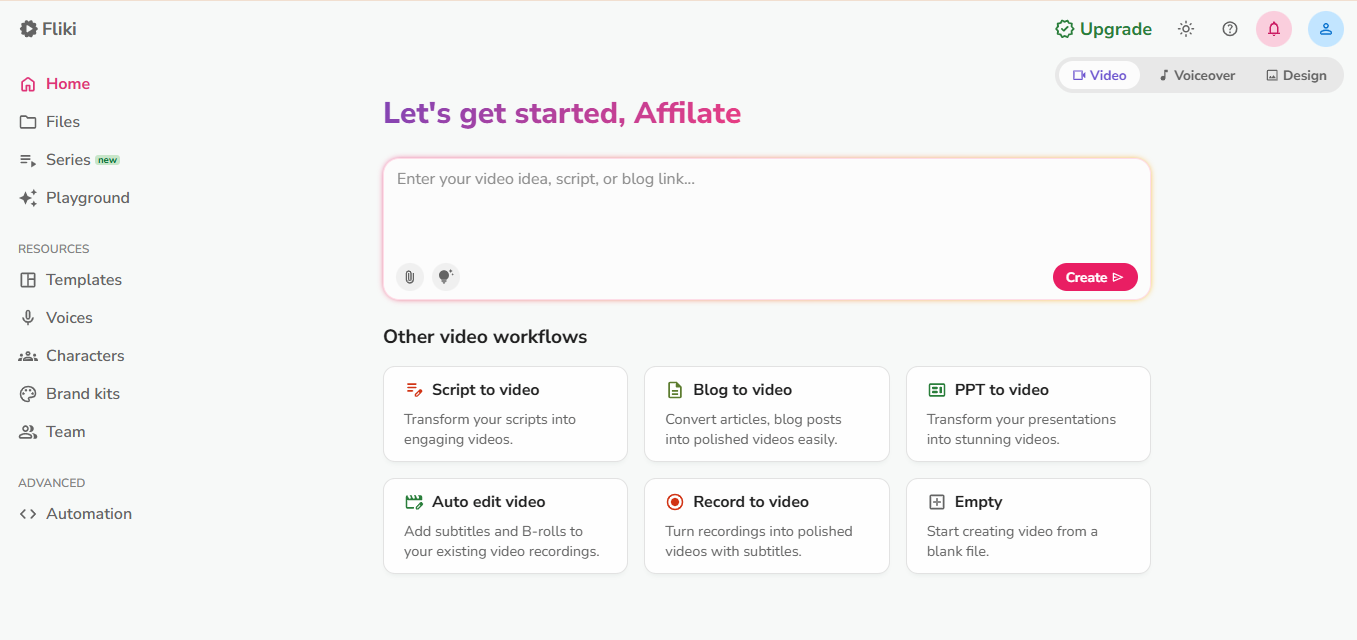 Fliki product screenshot