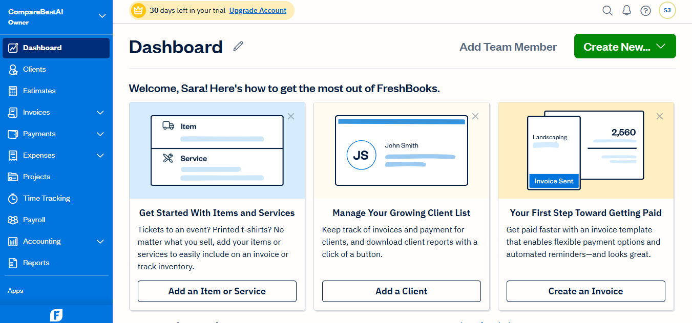 FreshBooks product screenshot
