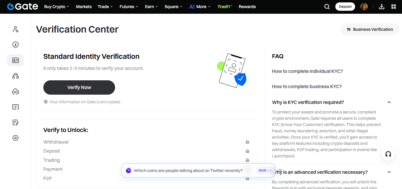 Gate.io product screenshot