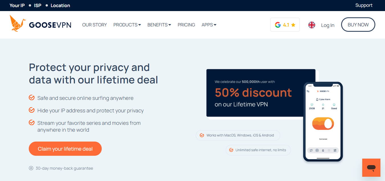 Goose VPN product screenshot