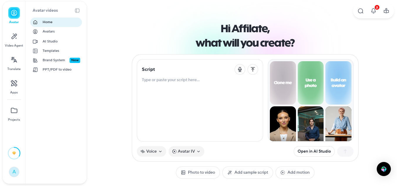 HeyGen product screenshot