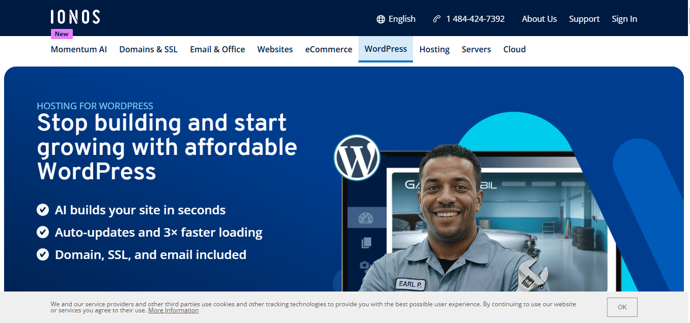 IONOS WordPress product screenshot