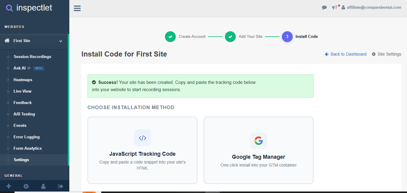 Inspectlet (AI) product screenshot