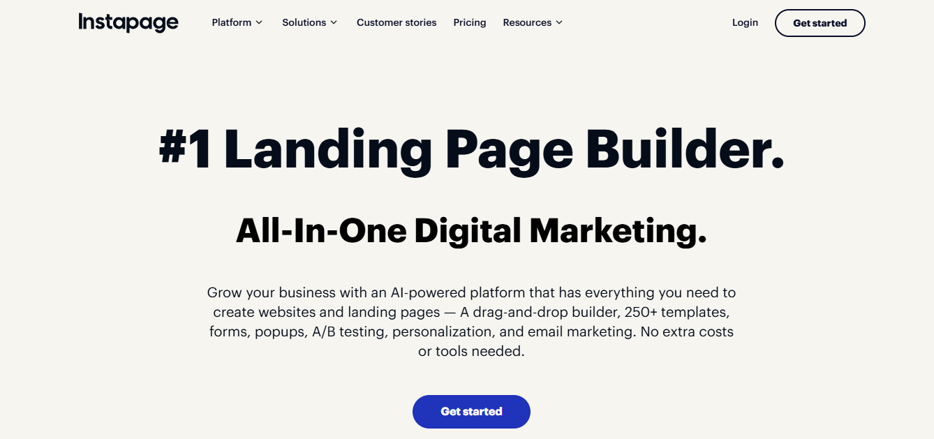 Instapage product screenshot