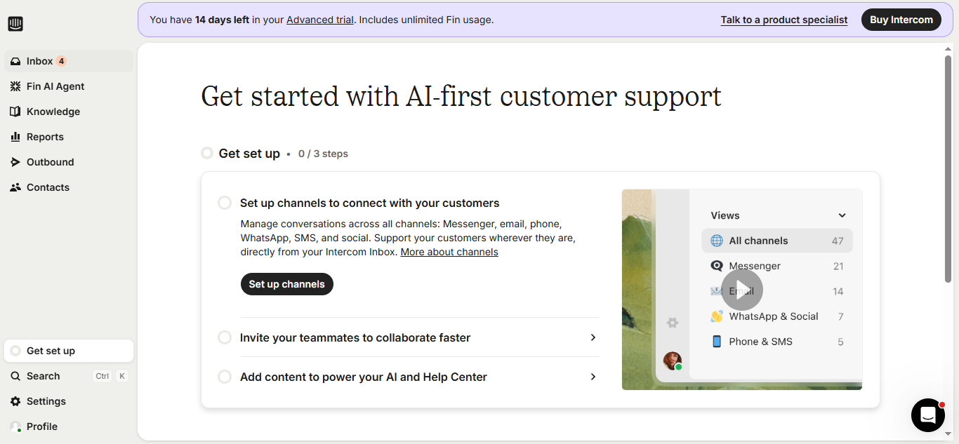 Intercom (AI) product screenshot