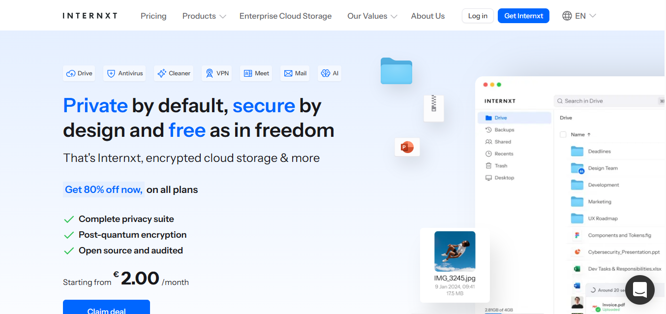 Internxt product screenshot