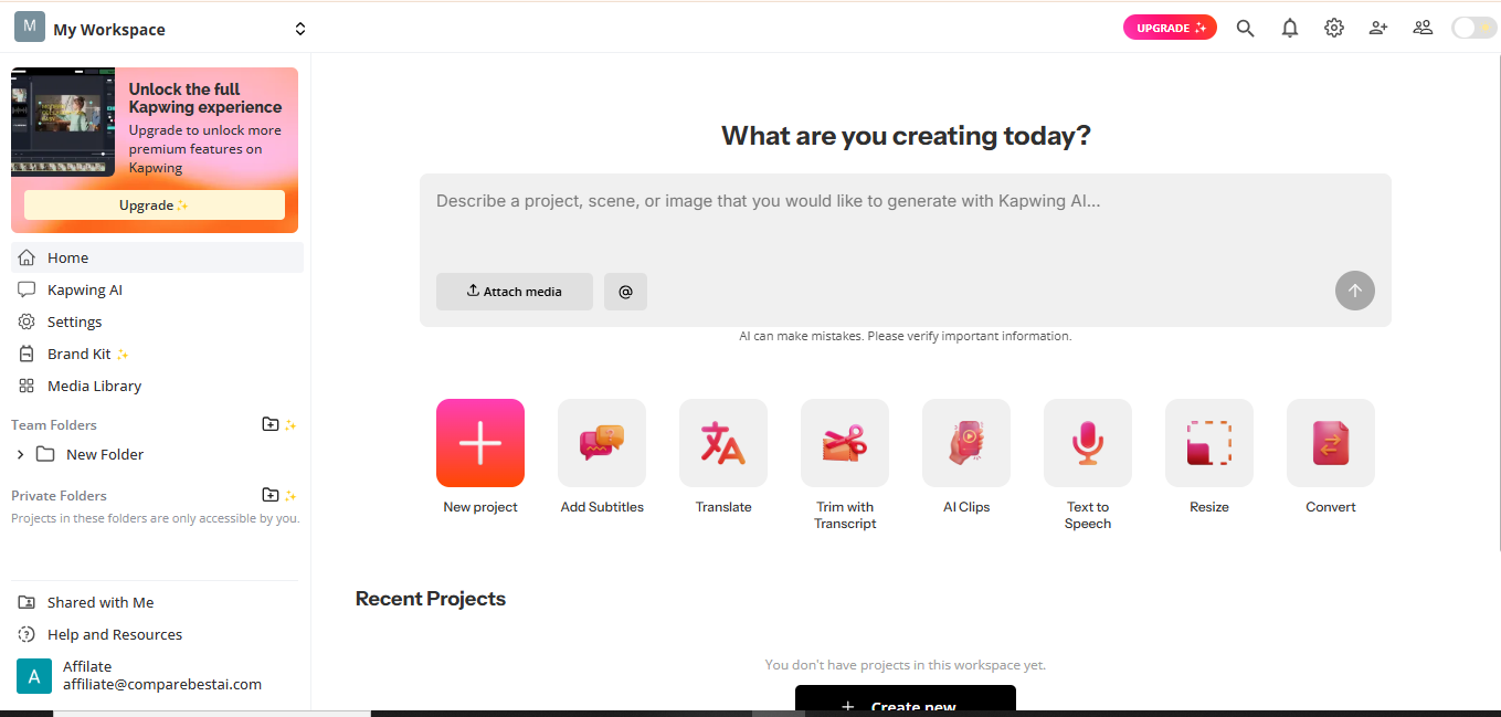 Kapwing (AI) product screenshot