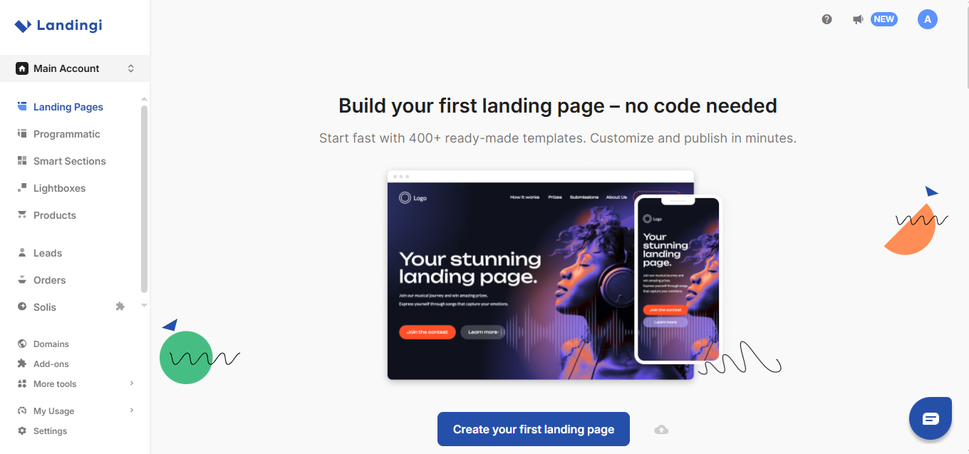 Landingi (AI) product screenshot