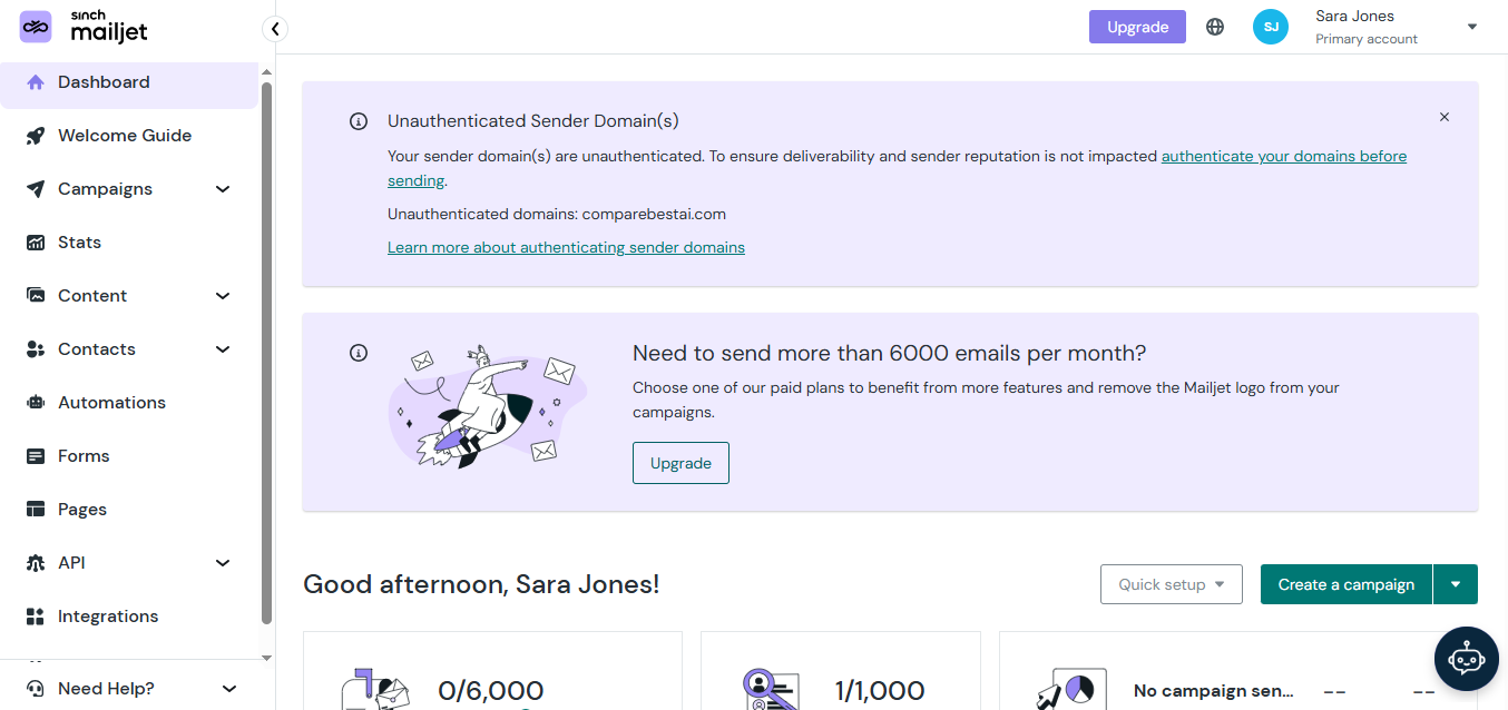 Mailjet (AI) product screenshot