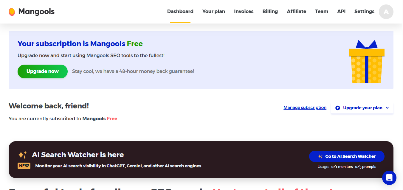 Mangools (AI) product screenshot