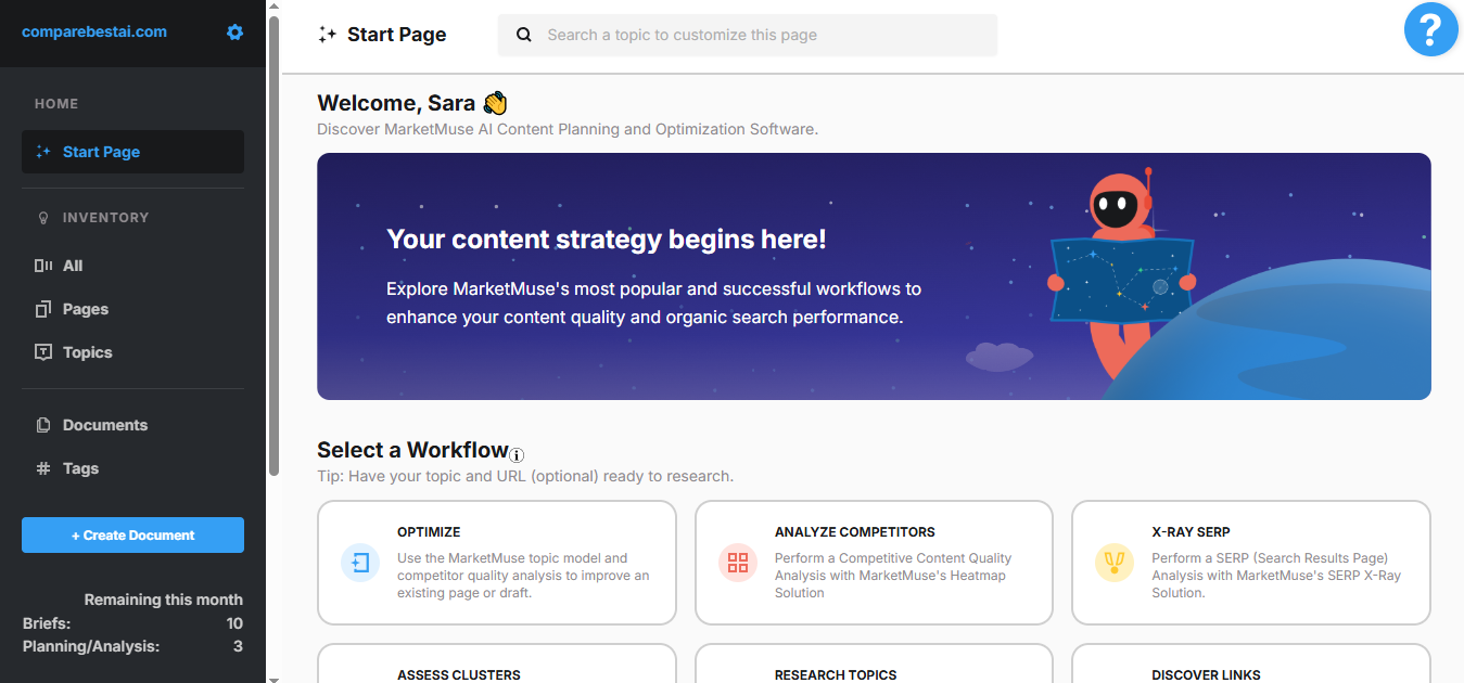 MarketMuse product screenshot