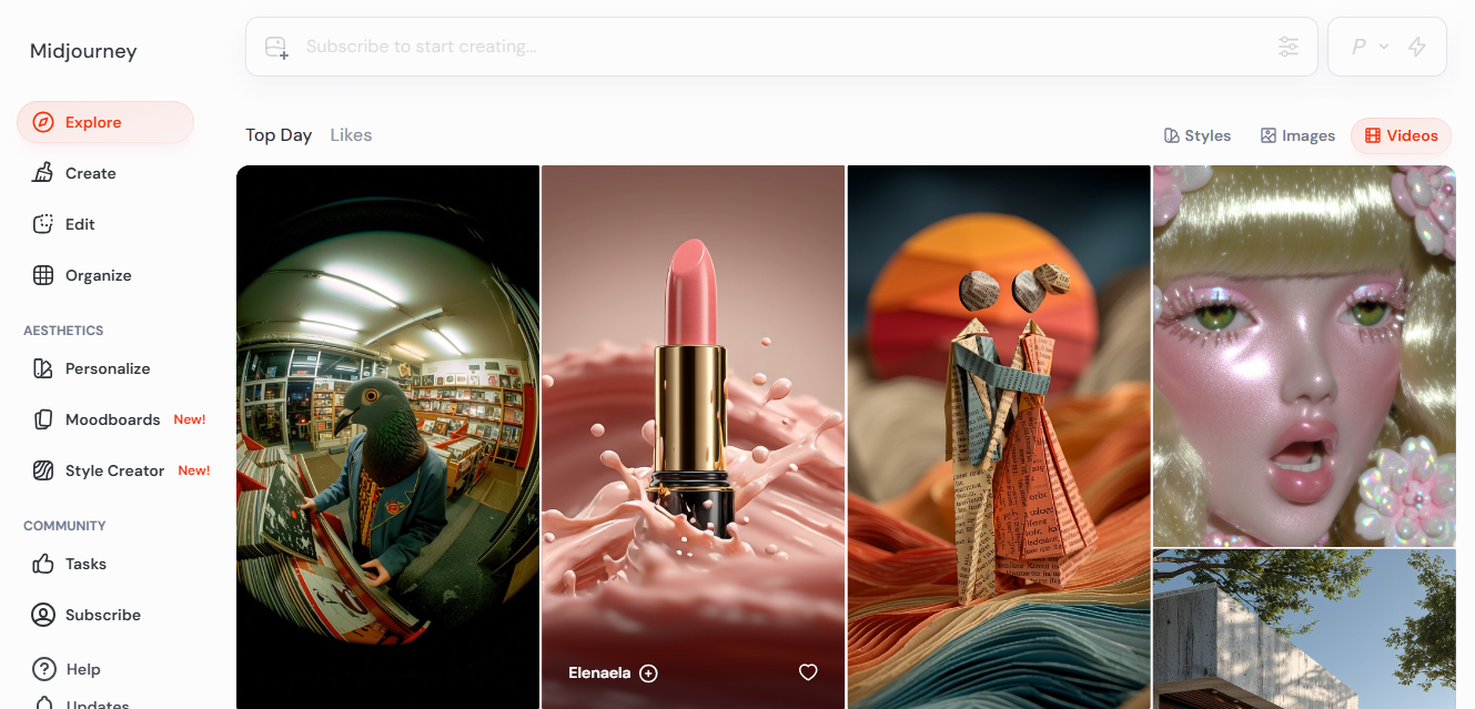 Midjourney product screenshot