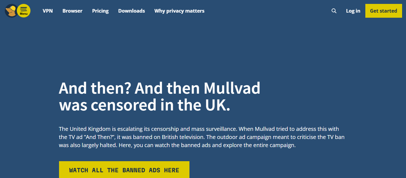Mullvad VPN product screenshot