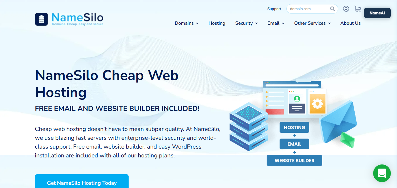 NameSilo Hosting product screenshot