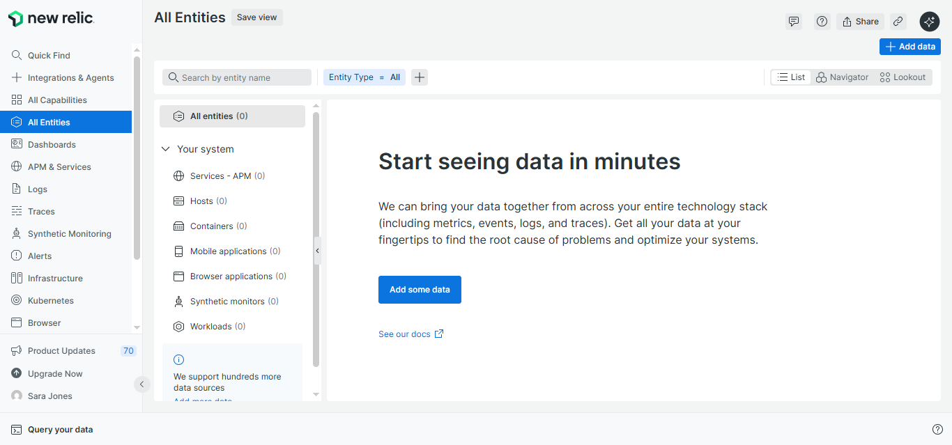 New Relic One product screenshot