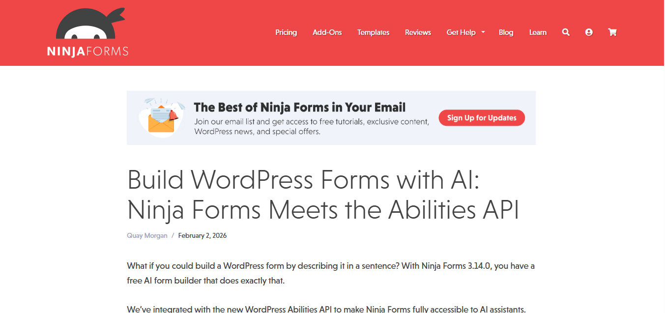 Ninja Forms (AI) product screenshot