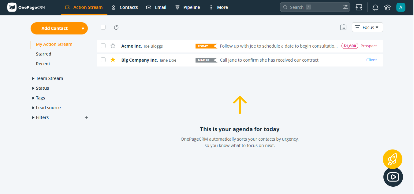 OnePageCRM (AI) product screenshot