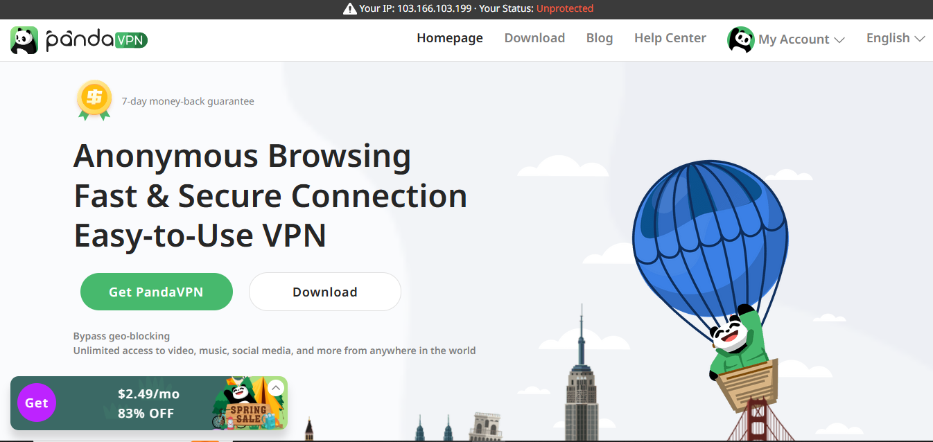 Panda VPN product screenshot