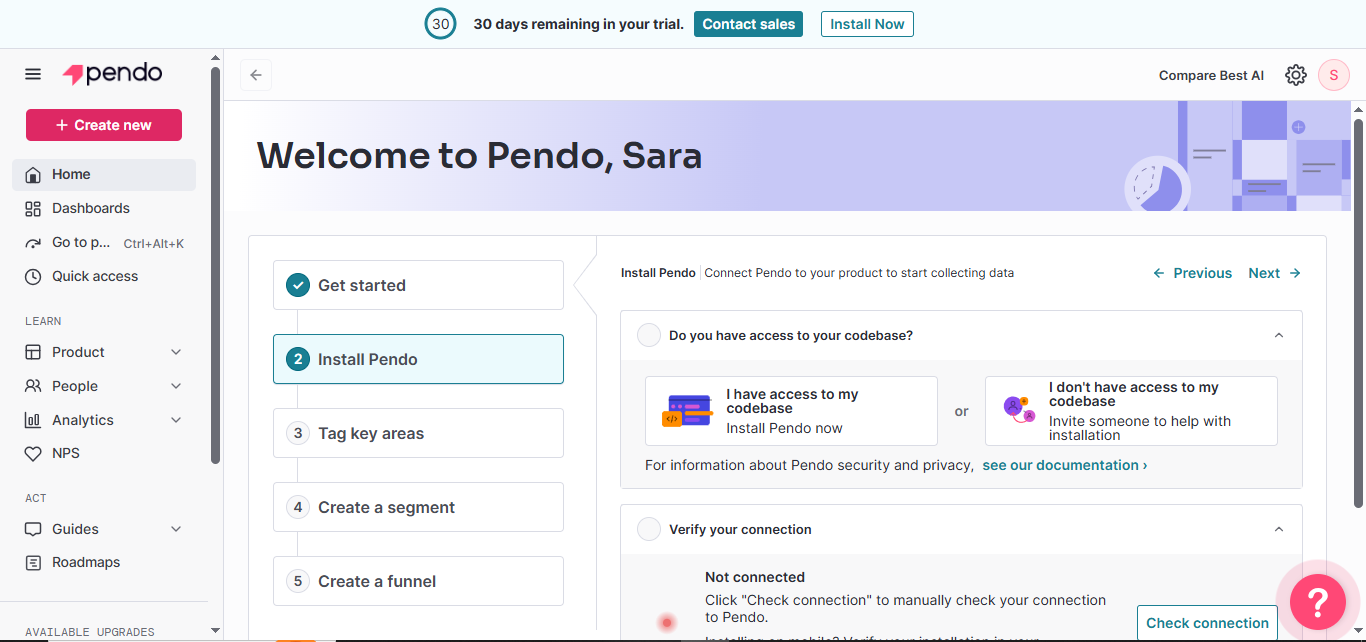 Pendo (AI) product screenshot